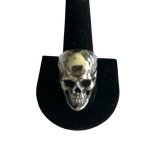 Stainless Steel Smiling Skull Mens Ring